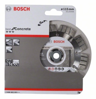 Алмазный отрезной круг по БЕТОНУ для болгарки Best for Concrete 115 x 22,23 x 2,2 x 12 mm 2608602651